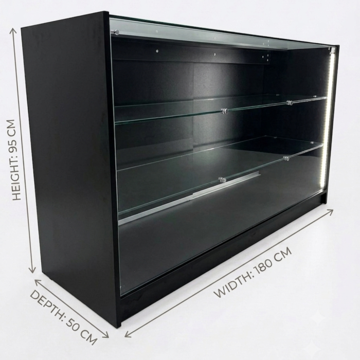 6Ft Black Wooden Shop Display Counter - Image 3
