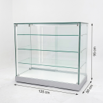 Glass Display Counter with LED-  95cm High - White Base - Image 2