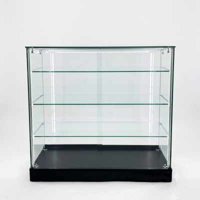 Glass Display Counter with LED-  95cm High - Black Base