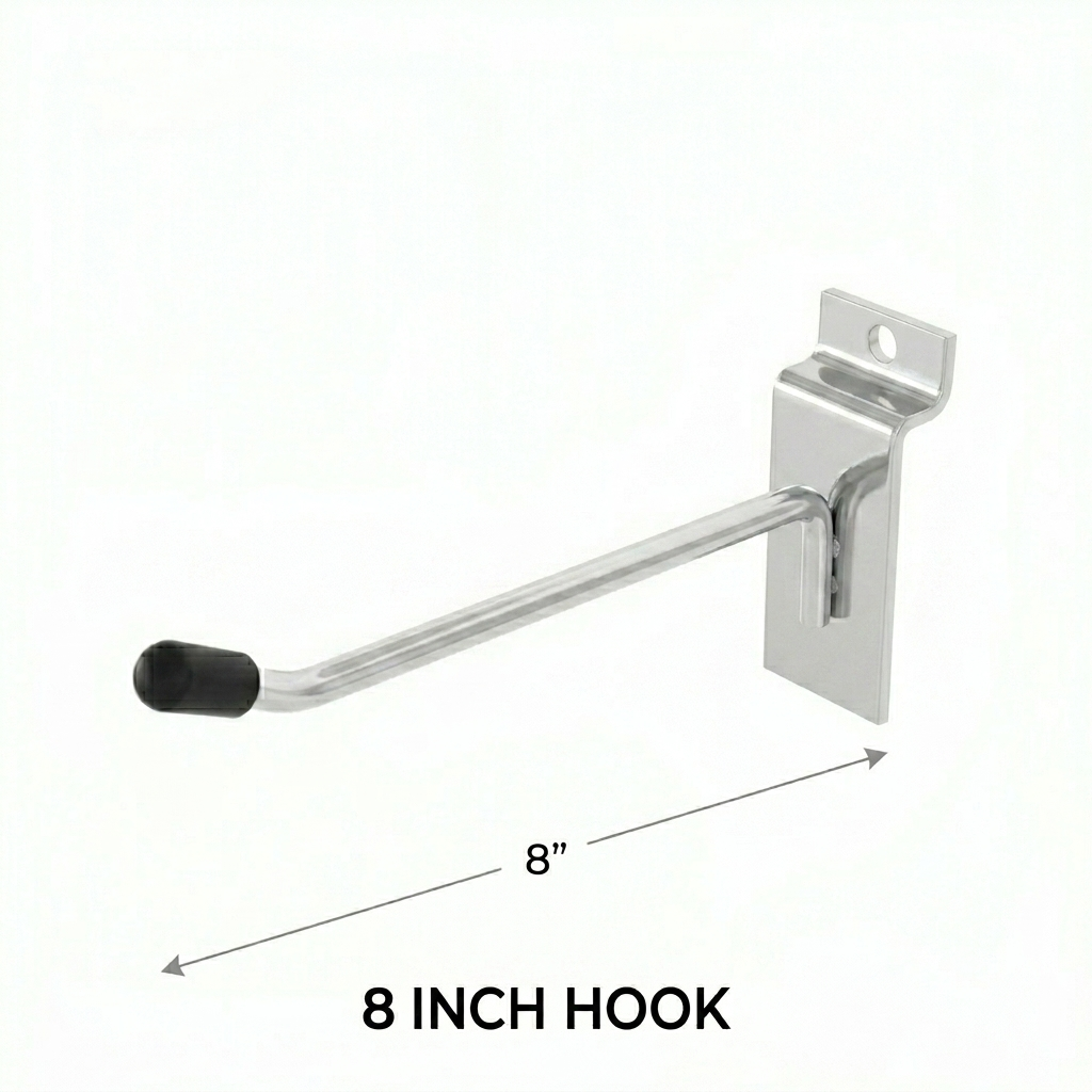 Slatwall Hooks (5) Slatwall Single Prong Hook - 8" - Image 1