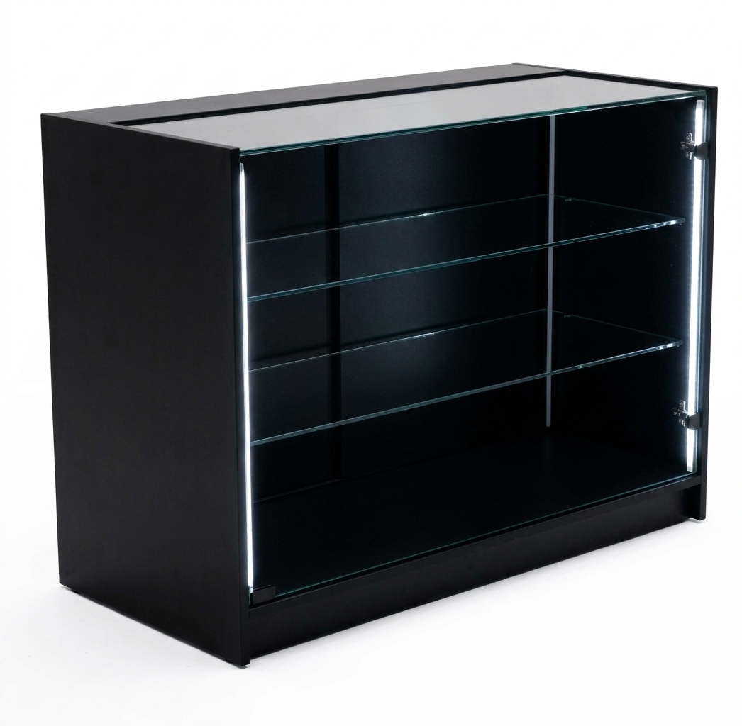 Wood Counter (2) 4Ft Black Wooden Shop Display Counter - Image 1