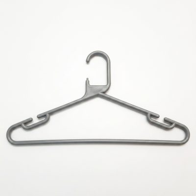 Adults Grey Plastic Hangers with Trouser Bar and Shoulder Notches - 42cm