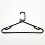 Adults Black Plastic Hangers with Trouser Bar and Shoulder Notches - 42cm