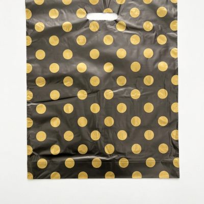 Black and Gold Polka Dots Plastic Carrier Bags