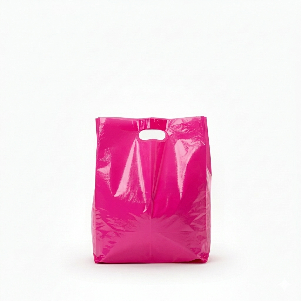 pink smart value bag Hot Pink Patch Handle Carrier Bags – 500pcs Retail Pack - Image 1
