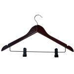 Wooden Trouser Clip Hangers – Dark Wood Clothes Hangers with Clips