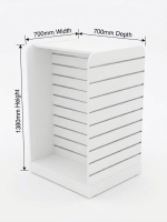 4-Sided White Slatwall Gondola Display Unit with Top Shelf – 700mm Wide - Image 2